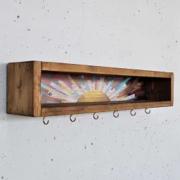 Etagère en bois avec 6 crochets Sunny