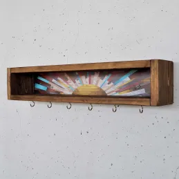 Etagère en bois avec 6 crochets Sunny