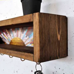Etagère en bois avec 6 crochets Sunny