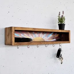 Etagère en bois avec 6 crochets Sunny