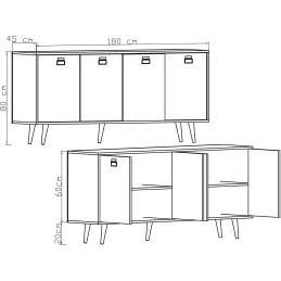 Buffet 4 portes en aggloméré Mirza Modern