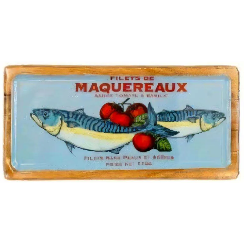 Plateau en manguier et émail Poisson Vintage