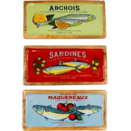 Plateau en manguier et émail Poisson Vintage