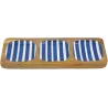 Plateau en manguier et émail Rayures bleues