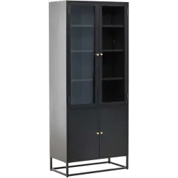 Buffet en métal 2 portes vitrées et 2 portes en métal Bakal