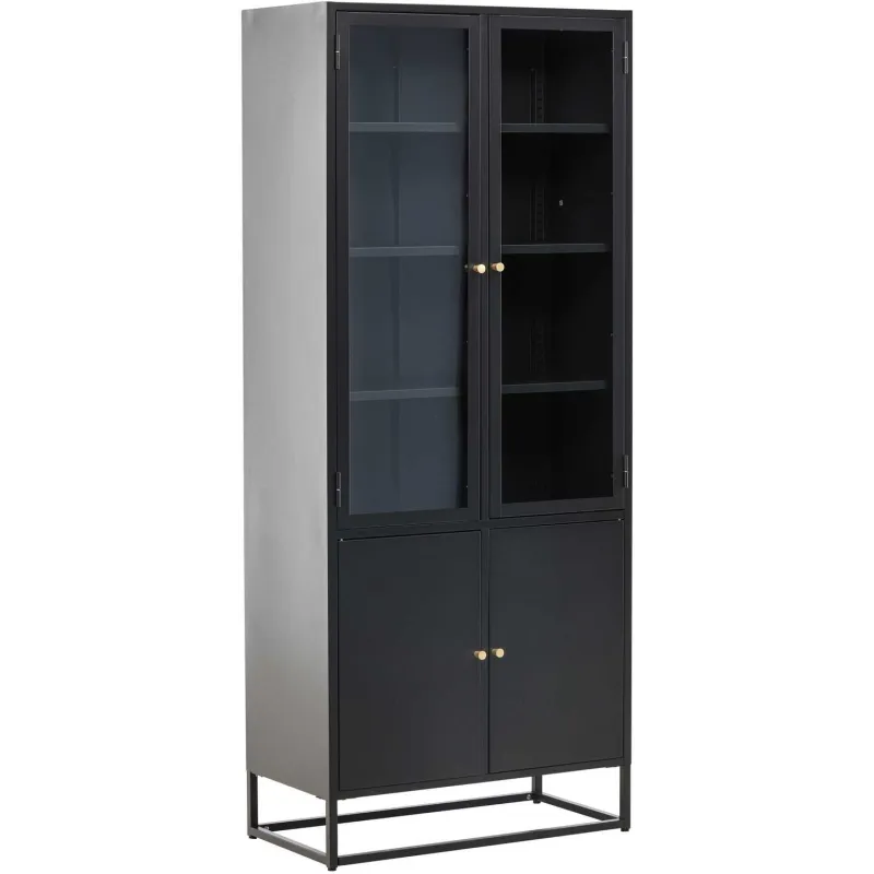 Buffet en métal 2 portes vitrées et 2 portes en métal Bakal