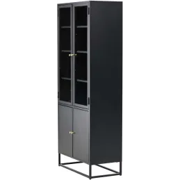 Buffet en métal 2 portes vitrées et 2 portes en métal Bakal