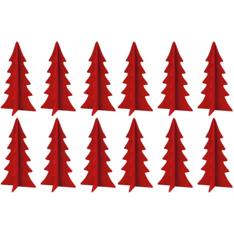 Sapins décoratifs en feutrine 20 cm (Lot de 12)