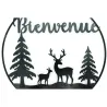 Décoration murale métal et bois Bienvenue