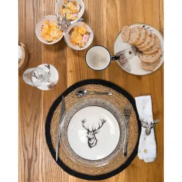 Assiette cerf en aluminium et résine