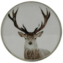 Assiette cerf en aluminium et résine