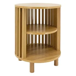 Table de nuit en rond lamelle
