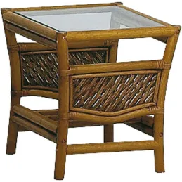 Table d'appoint en rotin et verre