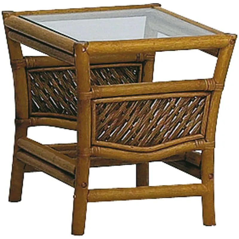 Table d'appoint en rotin et verre