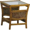 Table d'appoint en rotin et verre