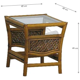 Table d'appoint en rotin et verre