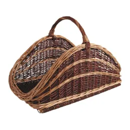 Panier à bûches en osier brut et buff