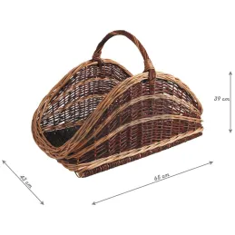 Panier à bûches en osier brut et buff