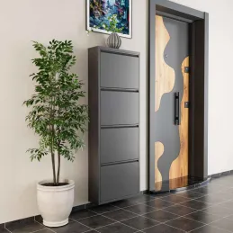 Meuble à chaussures 4 portes en métal