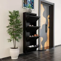 Meuble à chaussures 4 portes en métal