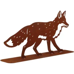 Renard décoratif en métal rouillé