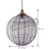 Lampe suspension en métal laqué gris et bois
