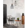 Lampe suspension en métal gris antique et bois