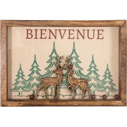 Tableau en bois de manguier Bienvenue