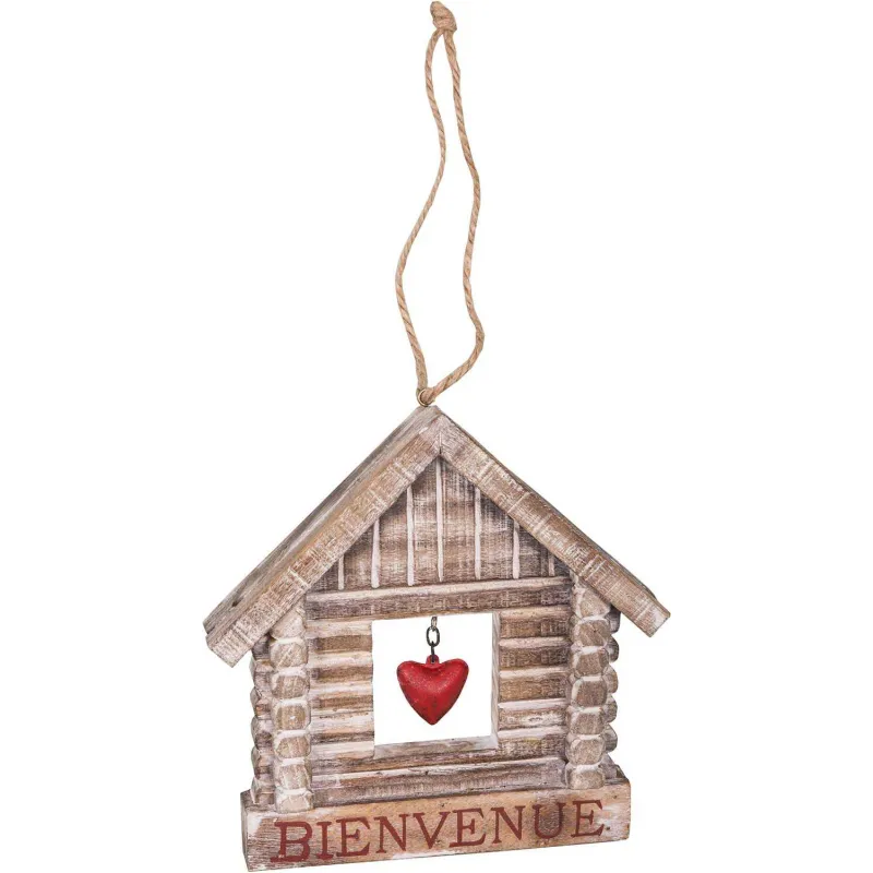 Maison en bois de peuplier coeur rouge Bienvenue
