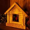 Maison en bois de peuplier coeur rouge Bienvenue