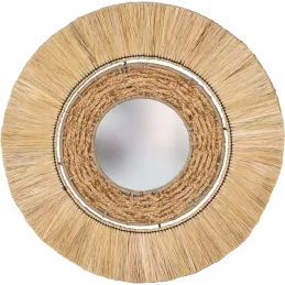 Miroir en raphia et jute 77 cm
