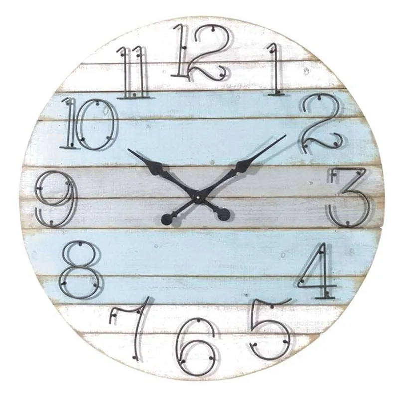 Horloge ronde en bois Marine