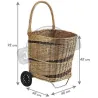 Chariot à bûches en osier sur roulettes