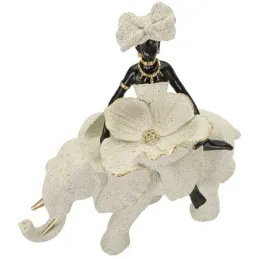Statuette en polyrésine Femme africaine sur éléphant