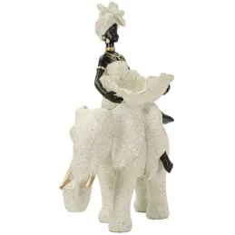 Statuette en polyrésine Femme africaine sur éléphant