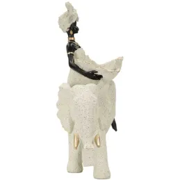 Statuette en polyrésine Femme africaine sur éléphant