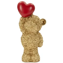 Statuette en polyrésine Ours avec coeur Teddy
