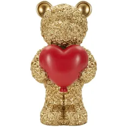 Statuette en polyrésine Ours avec coeur Teddy