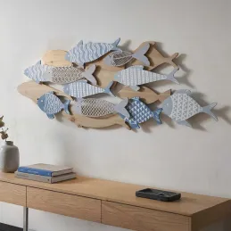 Décoration murale en MDF et métal Sea 91 x 3 x 33.5 cm
