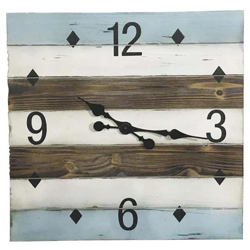 Horloge en bois carrée bord de mer