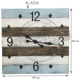 Horloge en bois carrée bord de mer