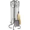 Valet de cheminée en fer forgé torsades 4 accessoires