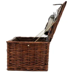 Panier à pique-nique 4 couverts en osier teinté