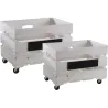 Caisses de rangement en bois blanchi (Lot de 2)