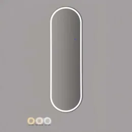 Miroir murale ovale avec bandeau led 3 couleurs 50 x 160 cm