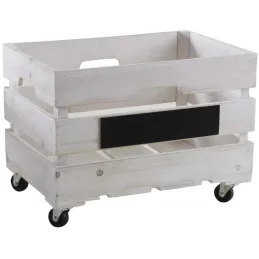Caisses de rangement en bois blanchi (Lot de 2)