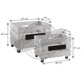 Caisses de rangement en bois blanchi (Lot de 2)