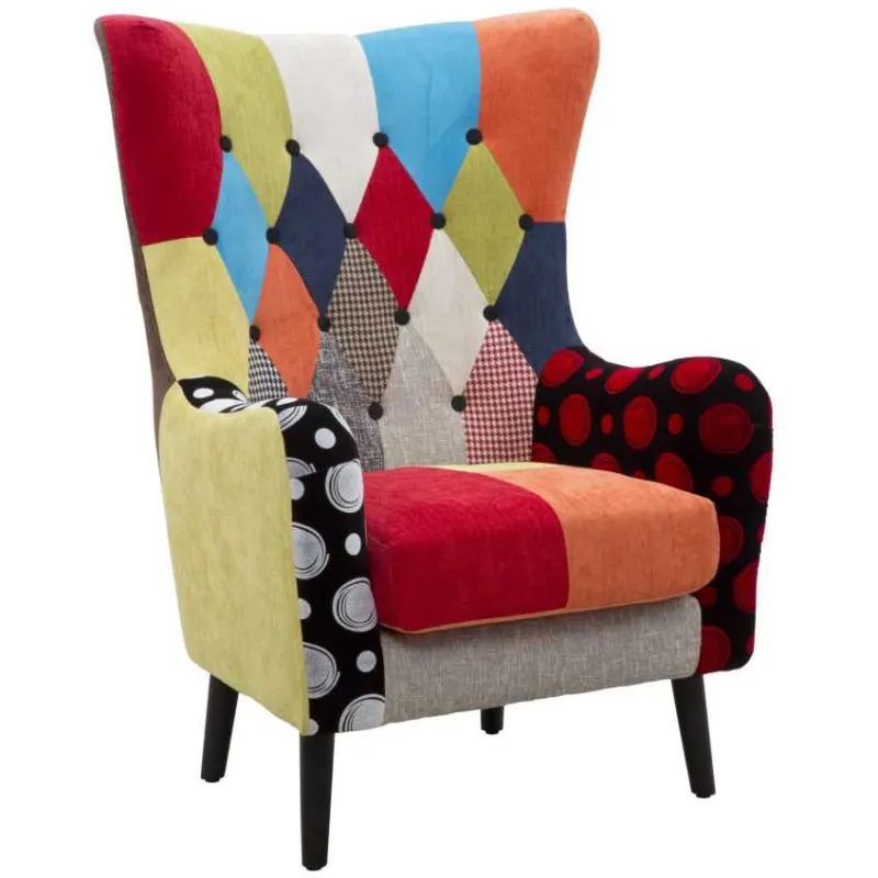 Fauteuil en tissu patchwork Imperial 73 x 79 x 106 cm