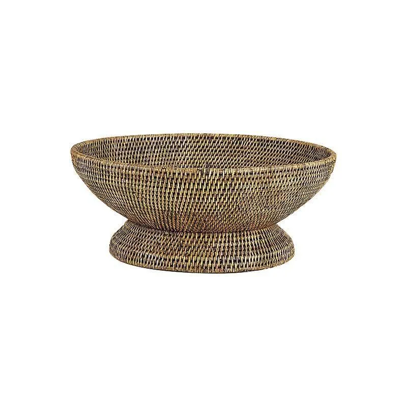 Corbeille sur pied en rotin antique diamètre 45cm