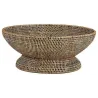 Corbeille sur pied en rotin antique diamètre 45cm